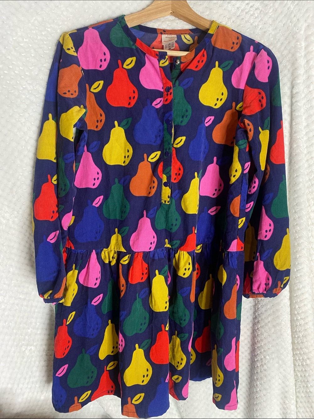 Hanna Andersson Colorful Pear Print Long Sleeve Dress